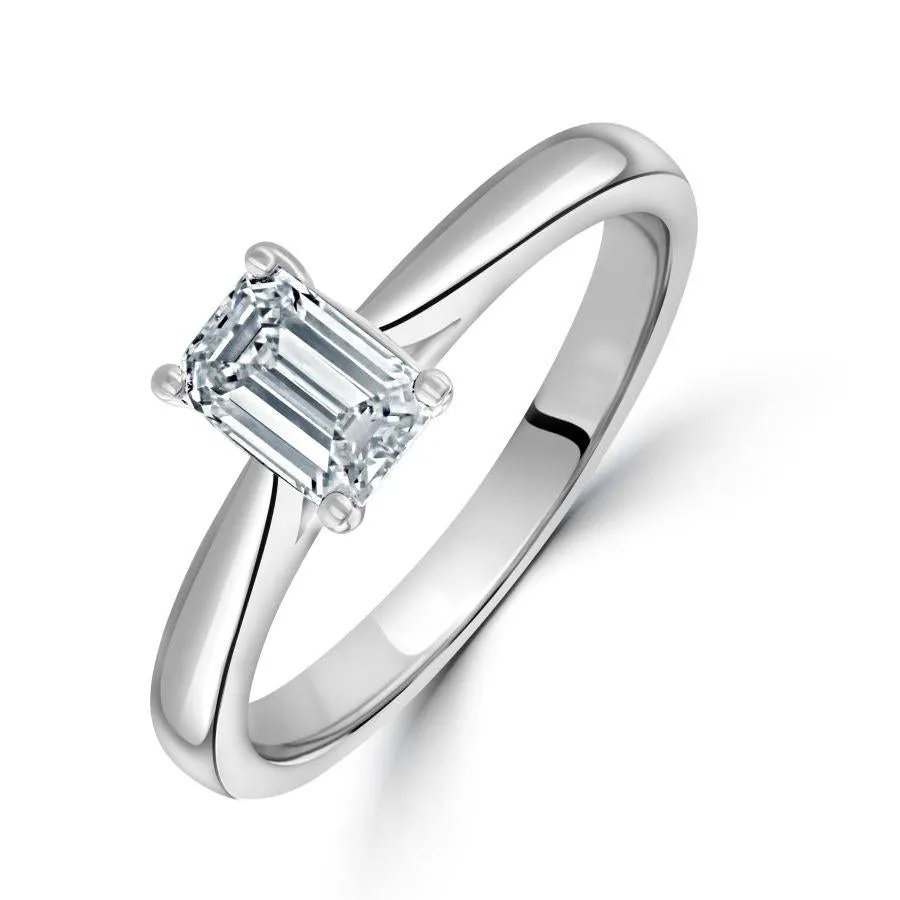 0.67ct Emerald Cut Diamond Solitaire Platinum Ring