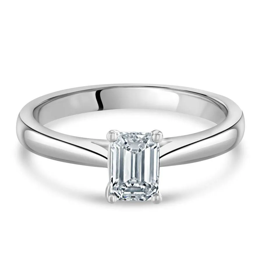 0.67ct Emerald Cut Diamond Solitaire Platinum Ring