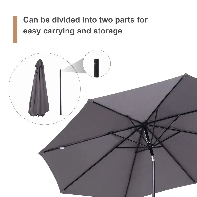 10’ x 8’ Outdoor Garden Umbrella - Gray