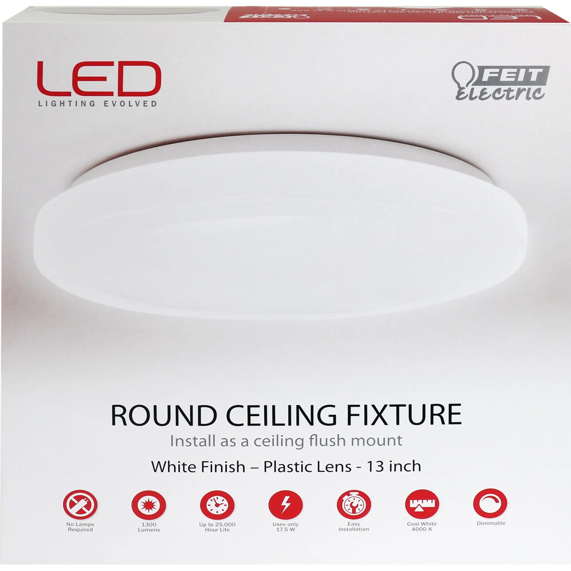 13 in. Round Cool White (4000K) LED Ceiling Fixture