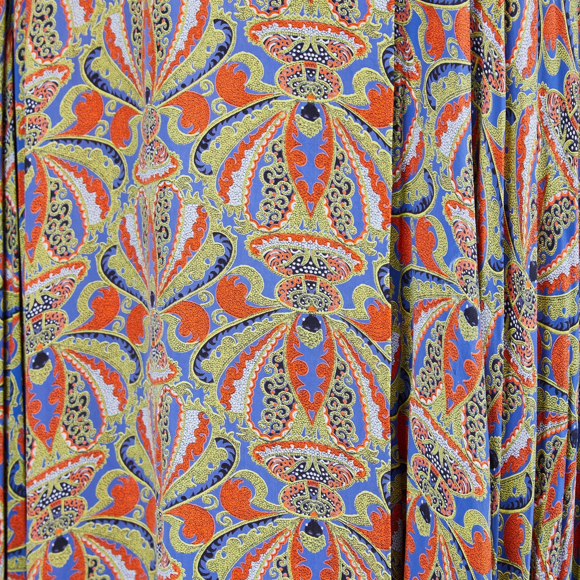 1940s Paisley Rayon Maxi Hostess Dress