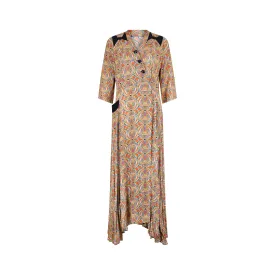 1940s Paisley Rayon Maxi Hostess Dress