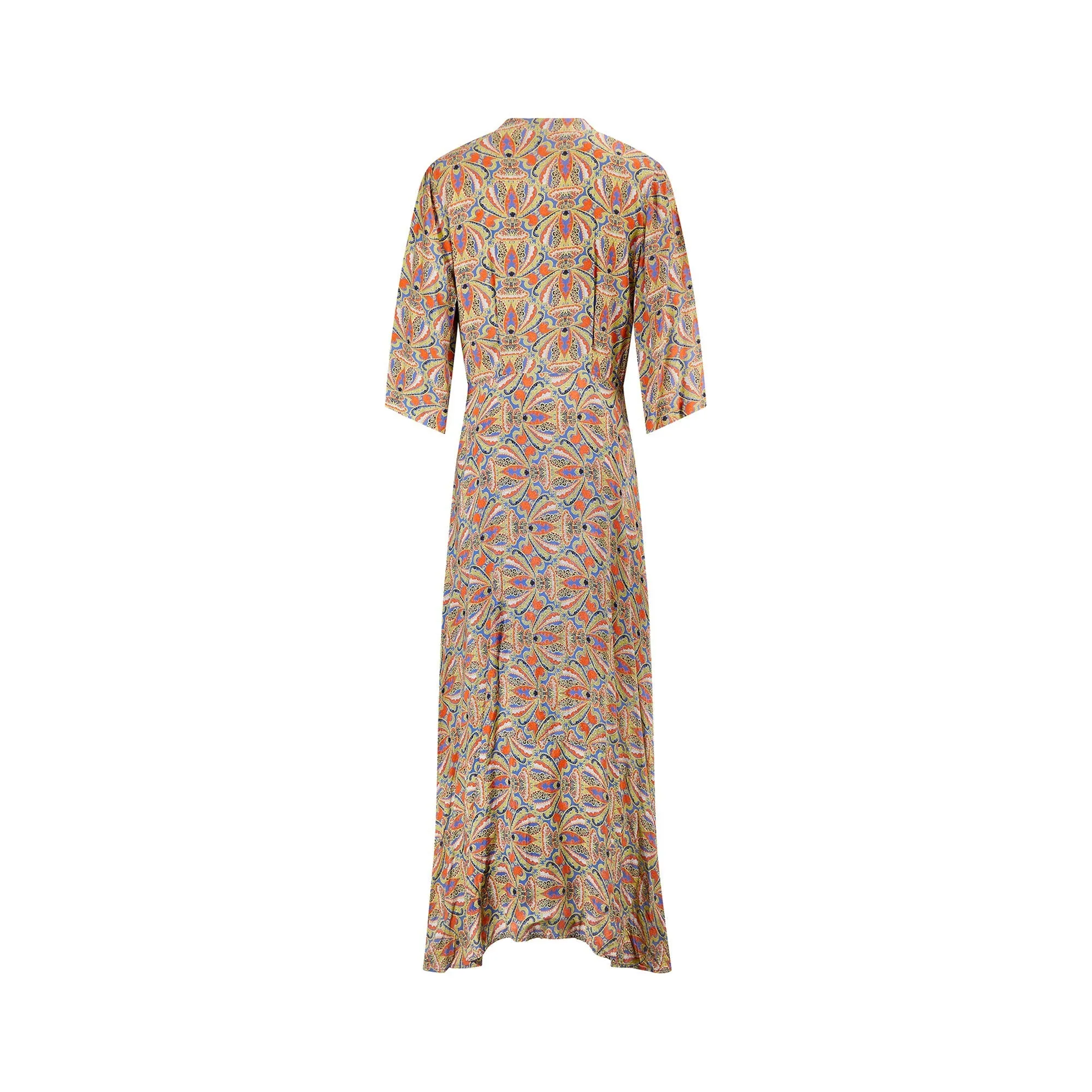 1940s Paisley Rayon Maxi Hostess Dress