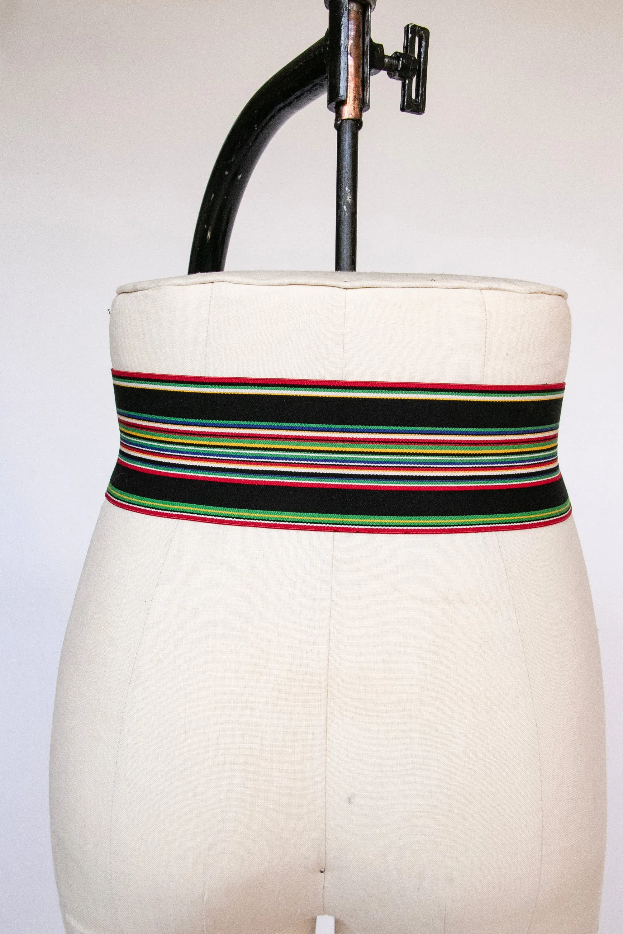 1950s Belt Stretchy Waist Cinch Leather Stripe