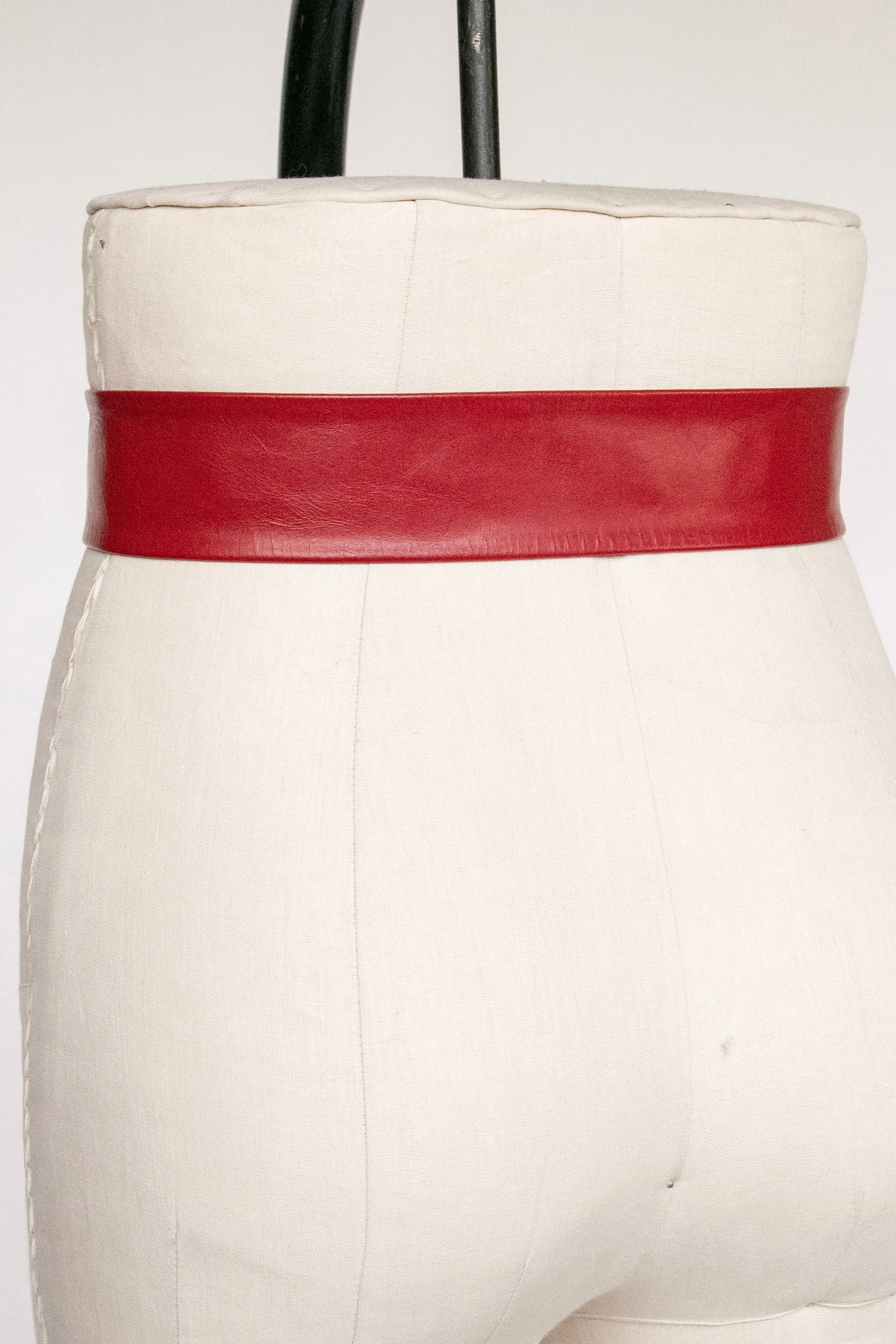 1960s Belt Leather Waist Cinch Adjustable Red S/M