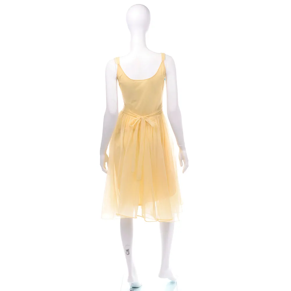 1960s Virigina Wallace Yellow Nylon House Dress Nightgown