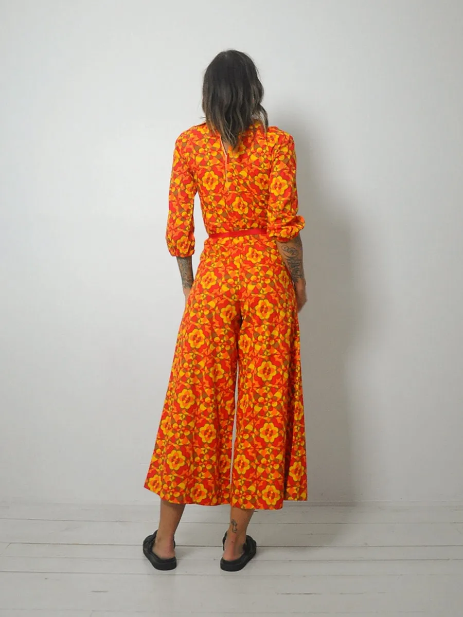 1970's Kaleidoscope Flared Jumpsuit