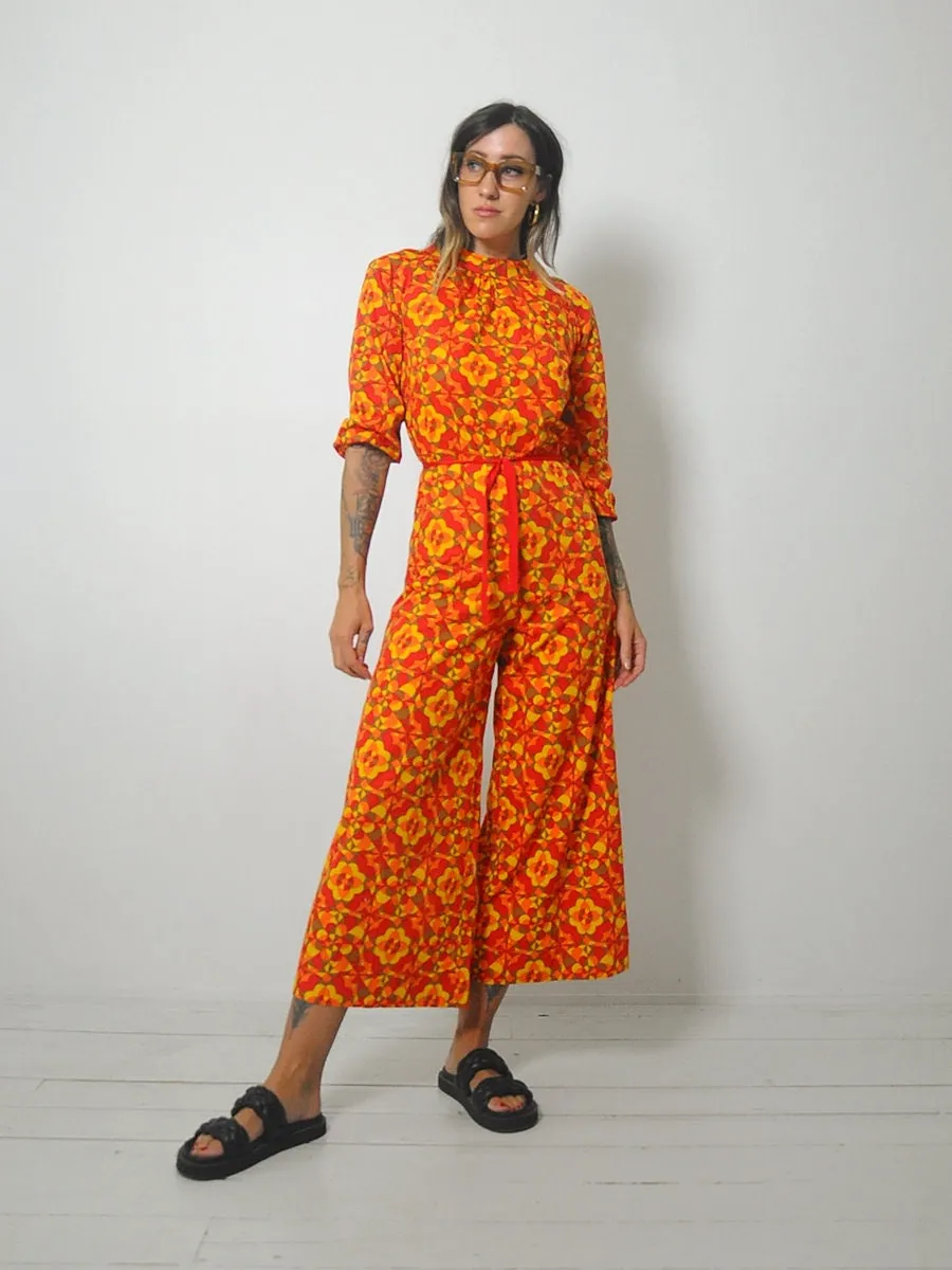 1970's Kaleidoscope Flared Jumpsuit