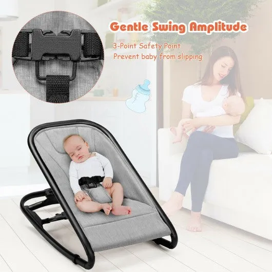 2-in-1 Adjustable Baby Bouncer and Rocker-Gray