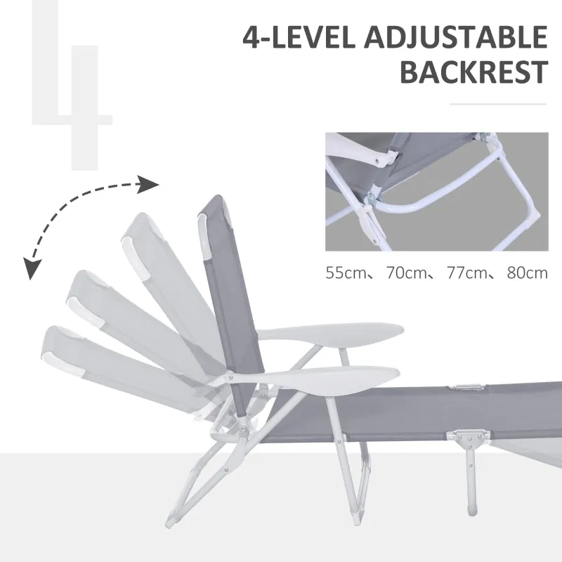 4-Level Adjustable Beach Lounger - Gray