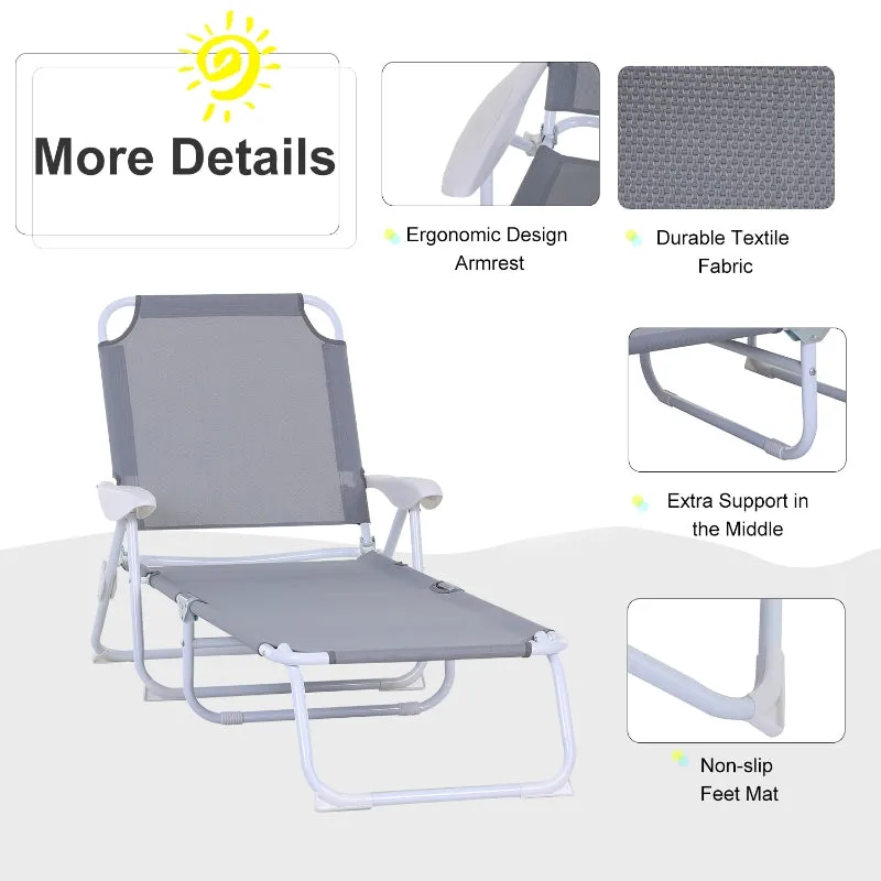 4-Level Adjustable Beach Lounger - Gray