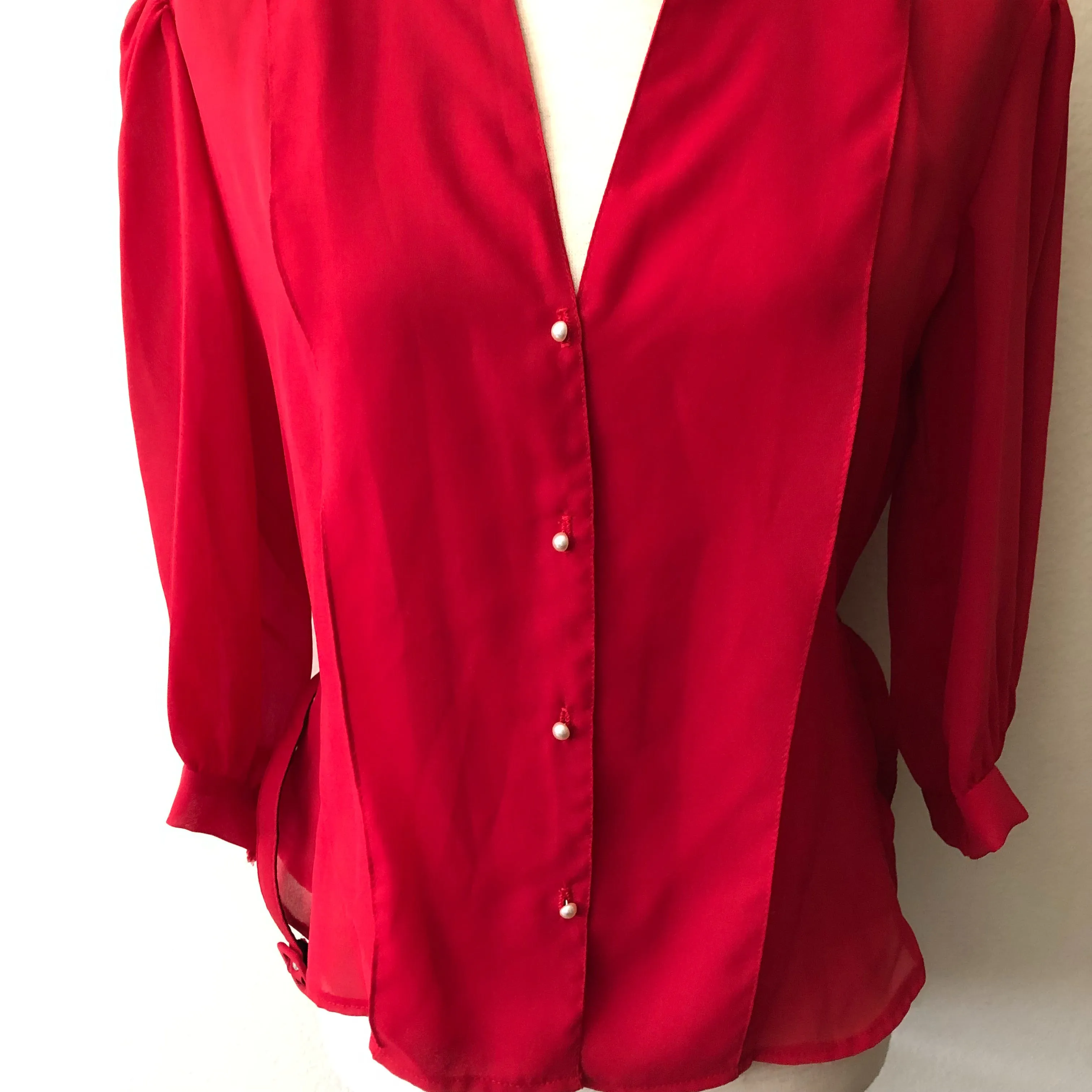 '80’s Sheer Peplum Blouse with Belt