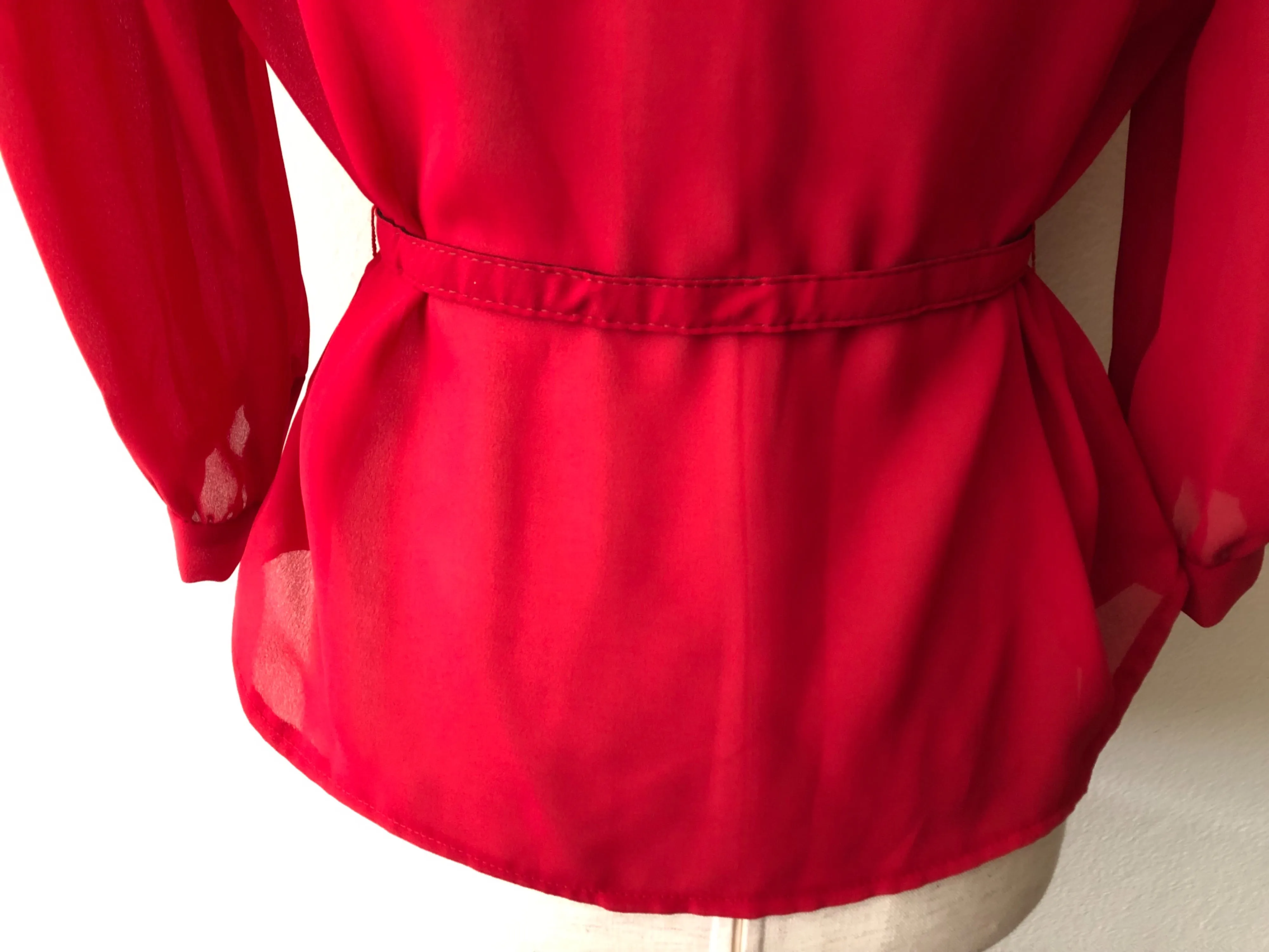 '80’s Sheer Peplum Blouse with Belt