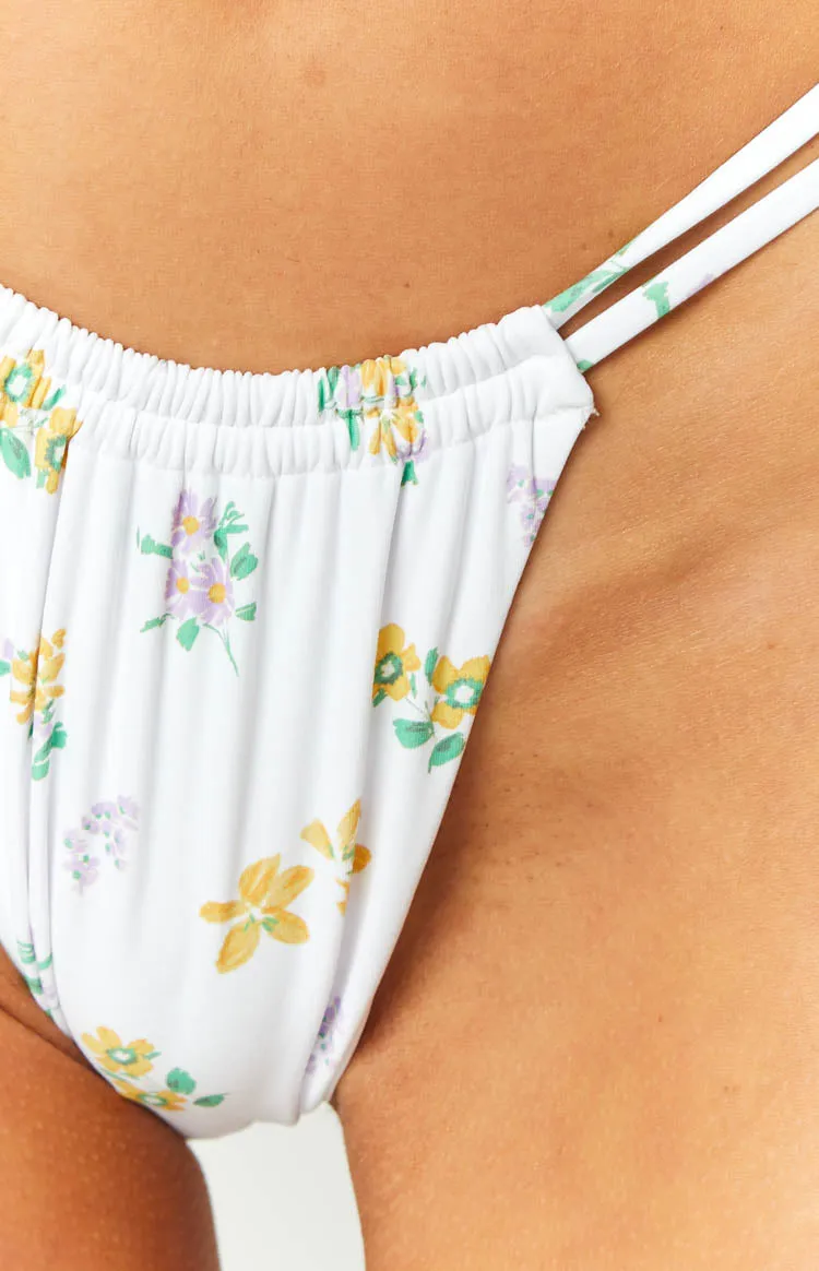 9.0 Swim Sumba White Floral Print Bikini Bottoms