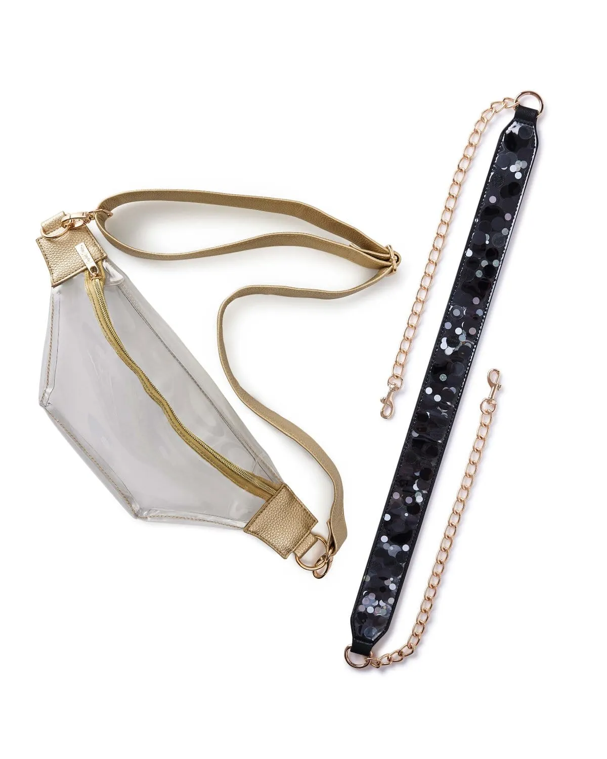 adjustable confetti strap and clear belt bag bundle