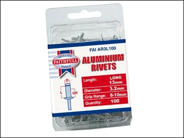 Aluminium Rivet - 3mm x 13mm Long (Pack of 100)