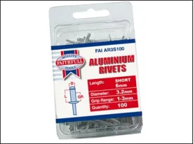 Aluminium Rivets - 3mm x 6mm Long (Pack of 100)