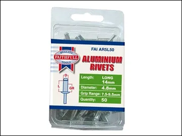 Aluminium Rivets - 5mm x 14mm Long (Pack 50)