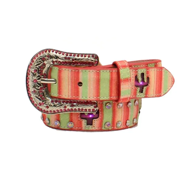 Angel Ranch Girl's Light Up Cactus Striped Print Belt