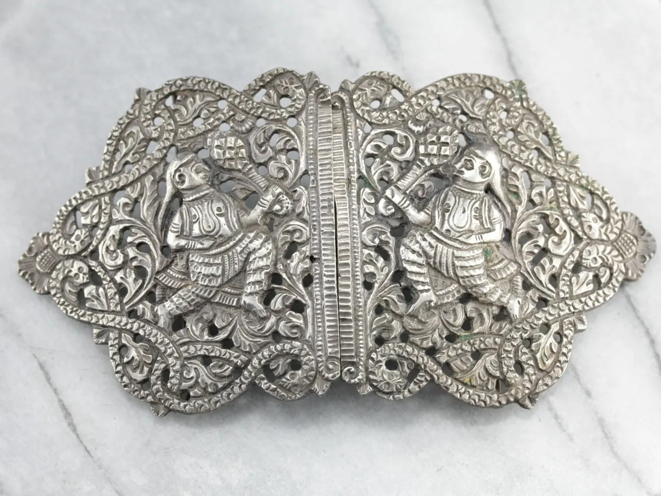 Antique Sterling Silver Belt Buckle