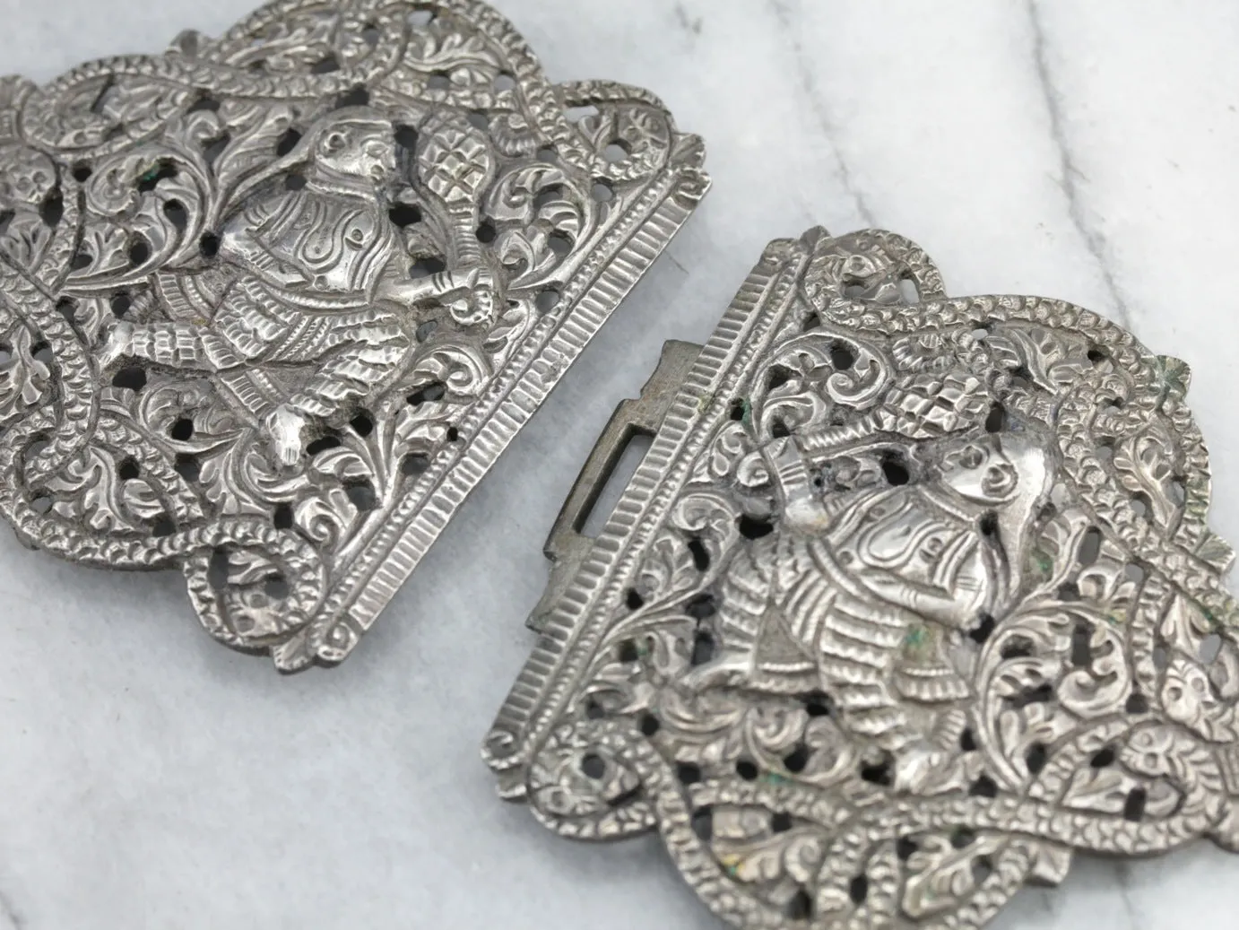 Antique Sterling Silver Belt Buckle