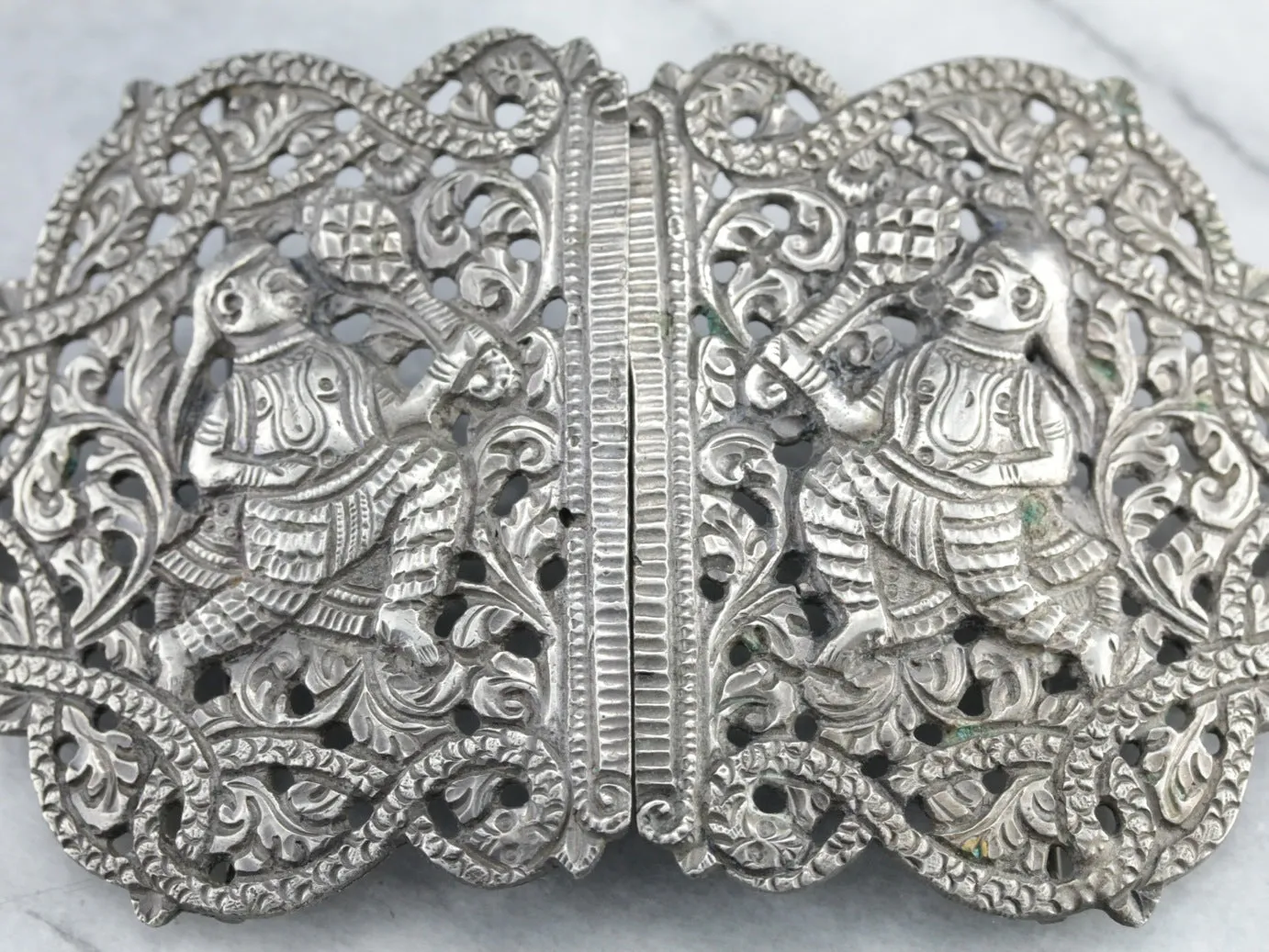 Antique Sterling Silver Belt Buckle