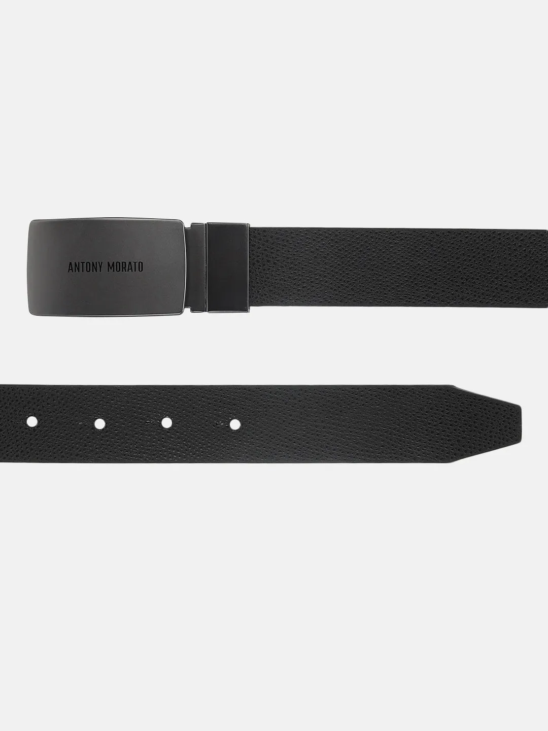 Antony Morato Men Black Solid Push Pin Closure Belt