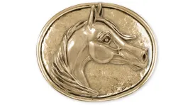 Arabian Horse Belt Buckle Yellow Bronze Handmade Arabian Horse Jewelry  ARB1-BZBK