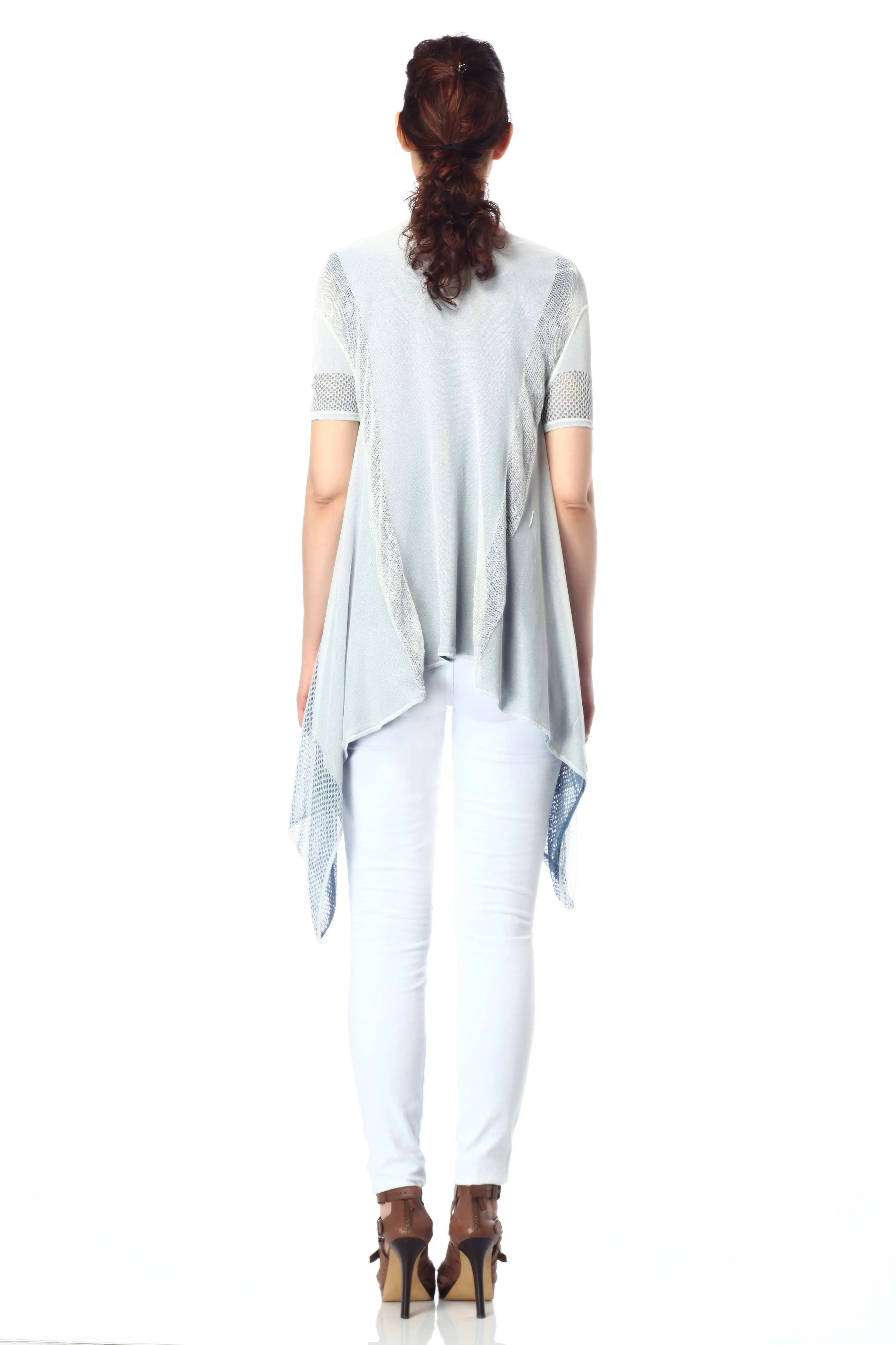 Arianna Reversible Draped Cardigan with Lace Detail