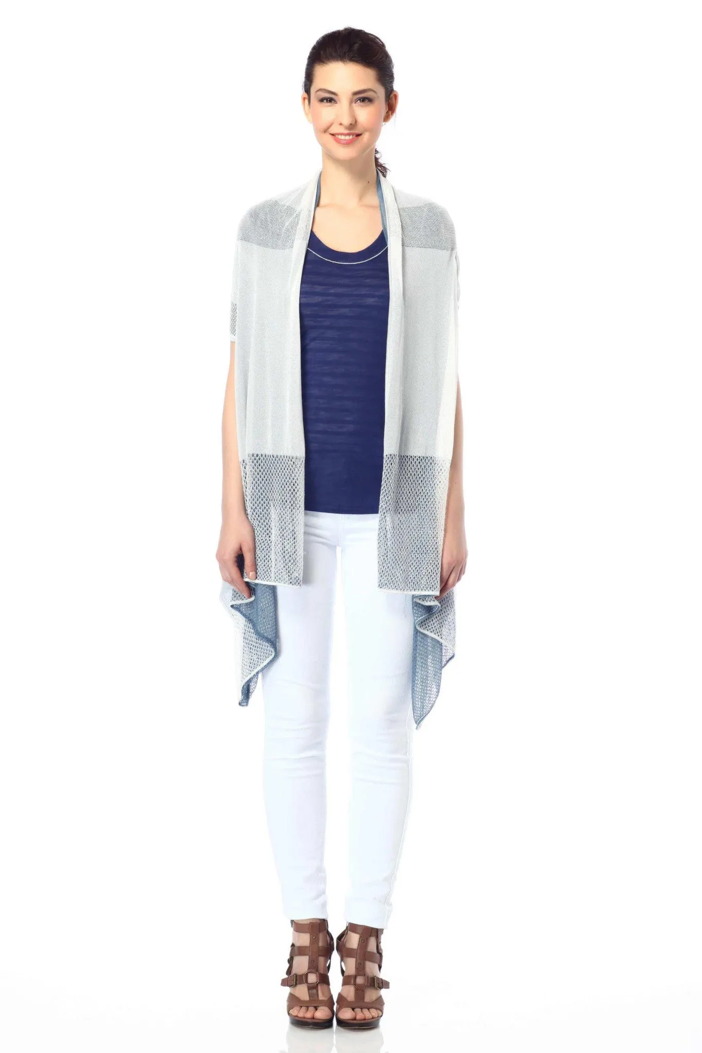 Arianna Reversible Draped Cardigan with Lace Detail