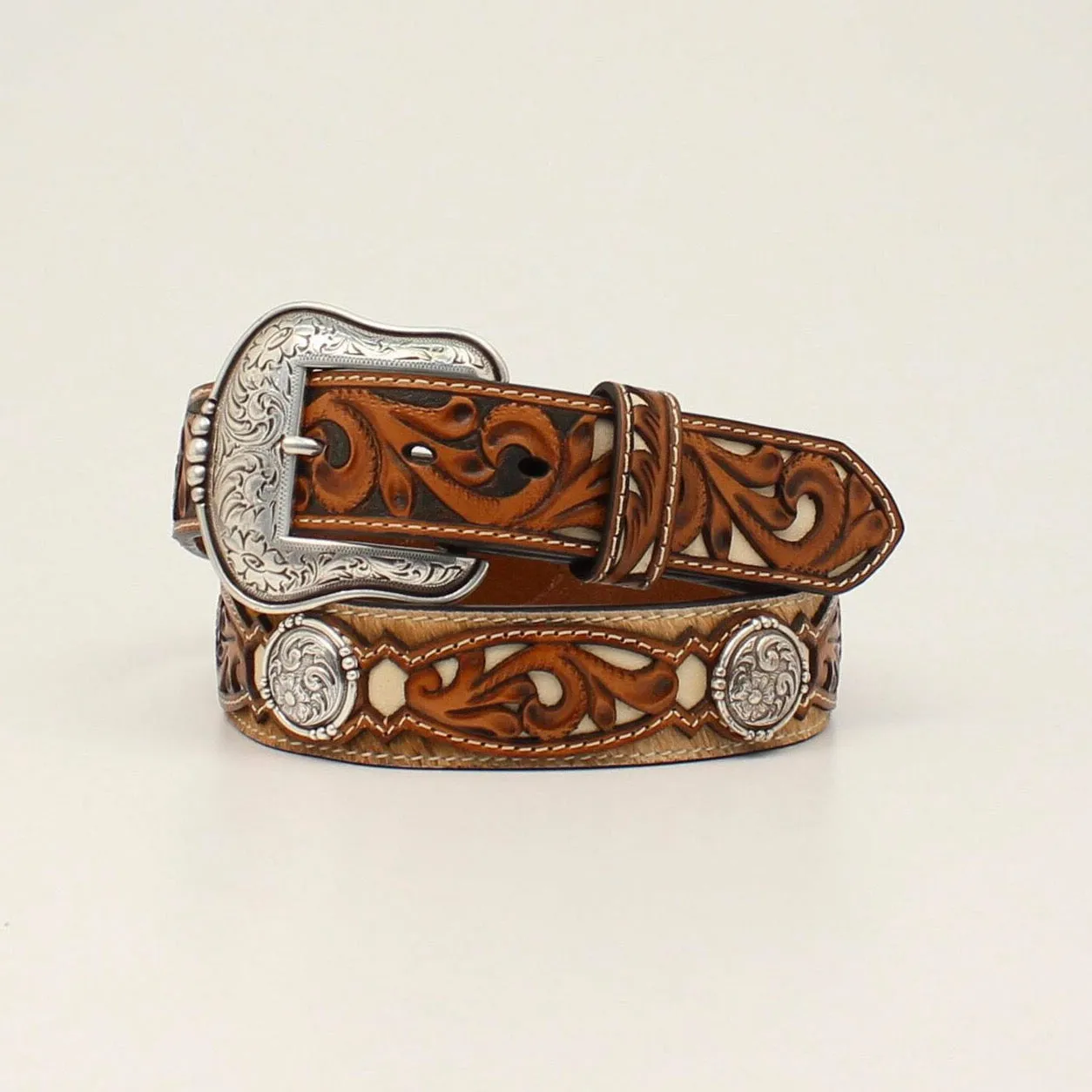 Ariat Men's Hair On Hide Tooled Belt