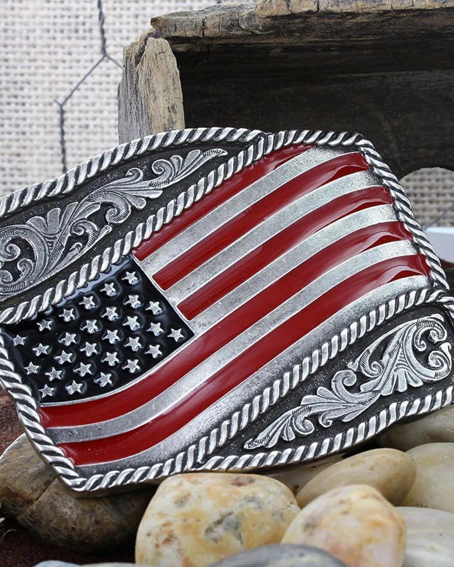 Attitude Painted American Flag Belt Buckle