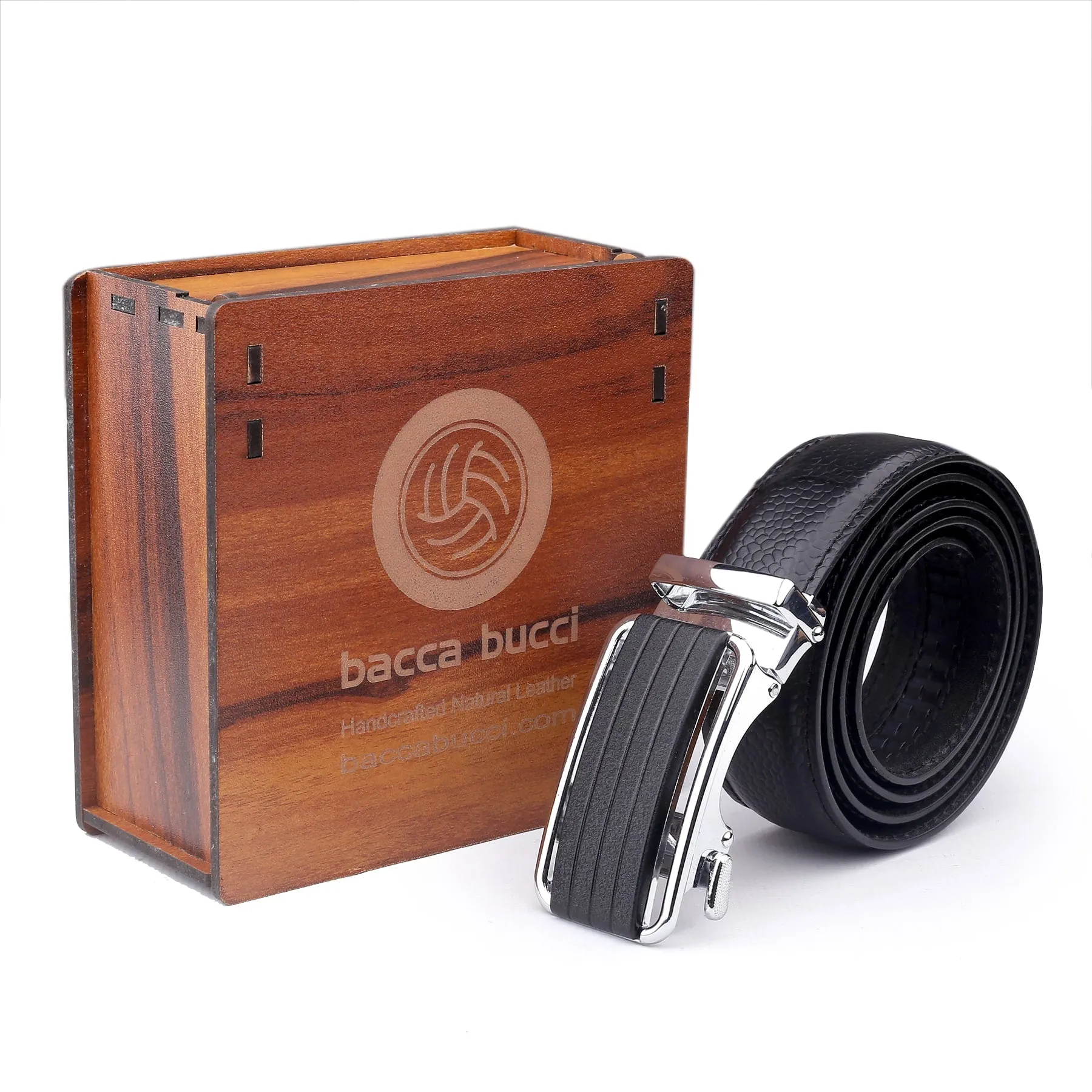 Bacca Bucci Premium Genuine Leather Formal Dress Belts with an Auto Lock Buckle