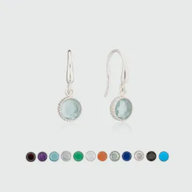 Barcelona Sterling Silver Birthstone Hook Earrings