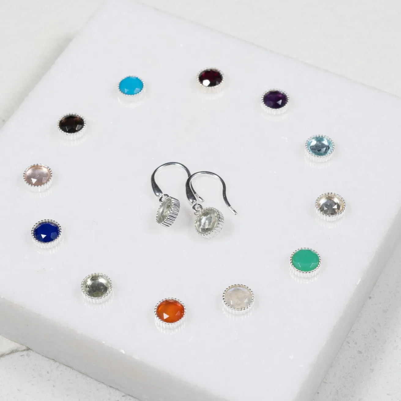 Barcelona Sterling Silver Birthstone Hook Earrings