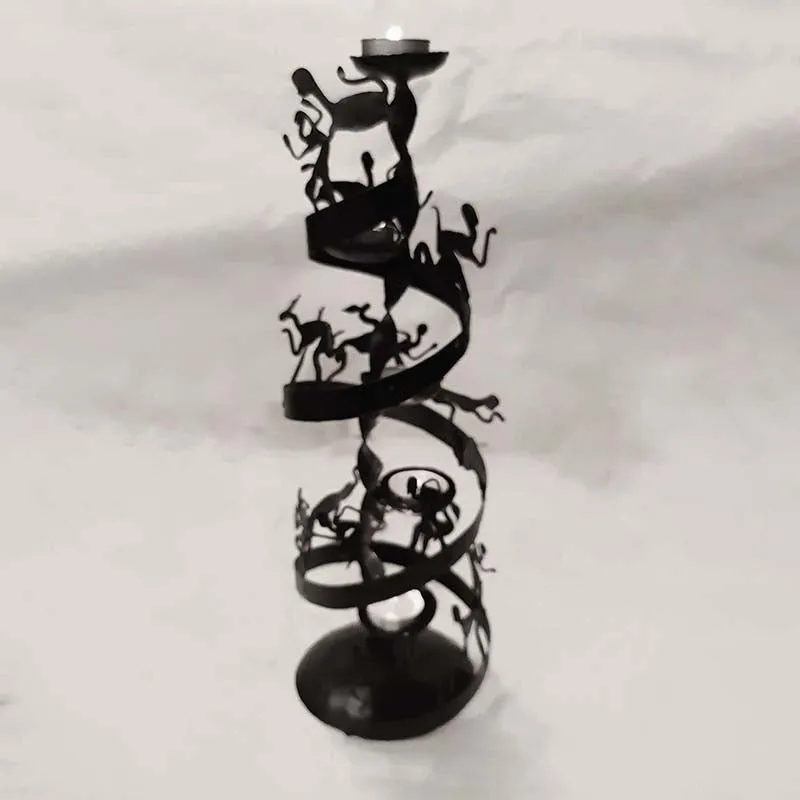 Bastar Handmade Wrought Iron Spiral tealight Holder showpiece