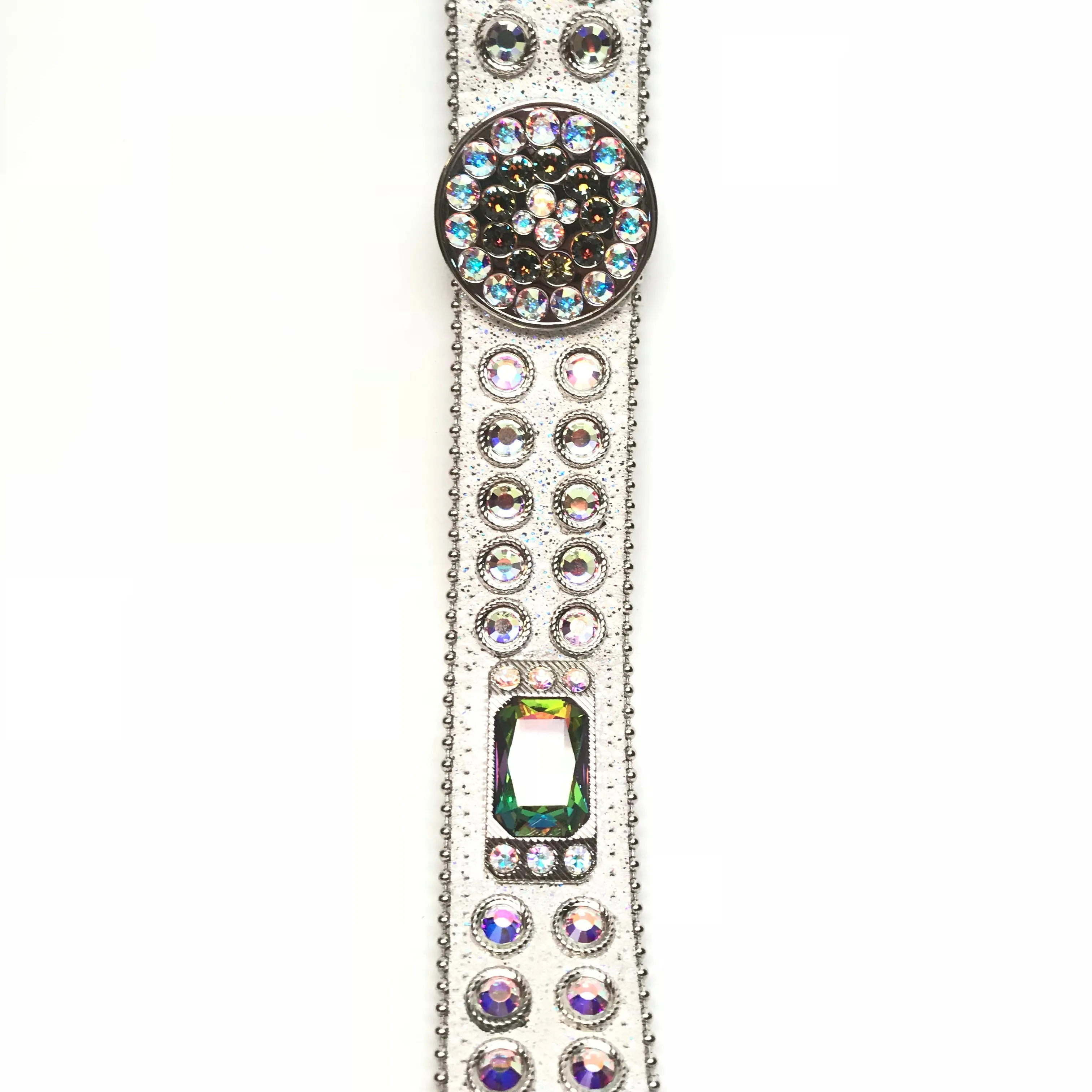 b.b. Simon White Iridescent Big Block Crystal Belt