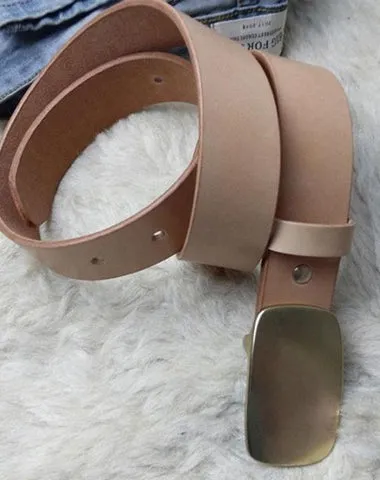 Beige Handmade Leather Mens Belt Leather Belt for Men