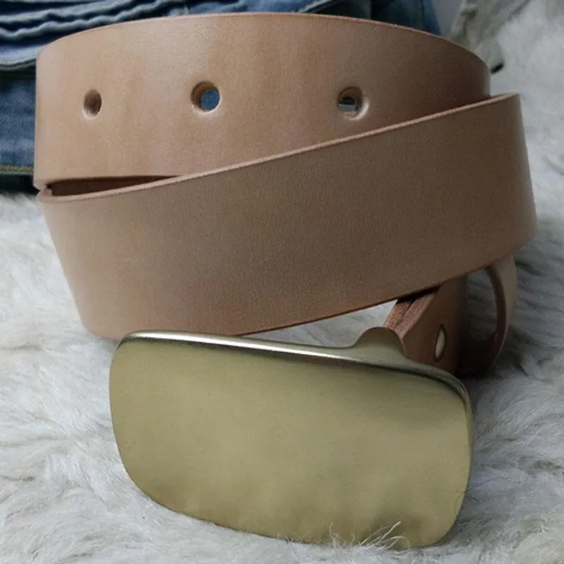 Beige Handmade Leather Mens Belt Leather Belt for Men