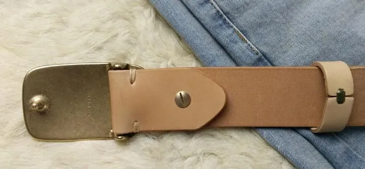 Beige Handmade Leather Mens Belt Leather Belt for Men