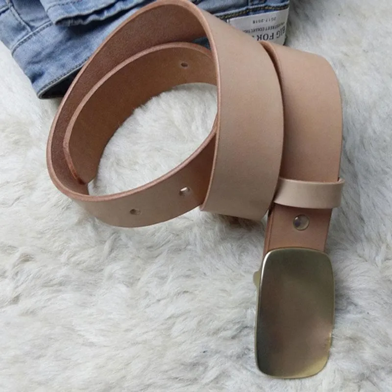 Beige Handmade Leather Mens Belt Leather Belt for Men