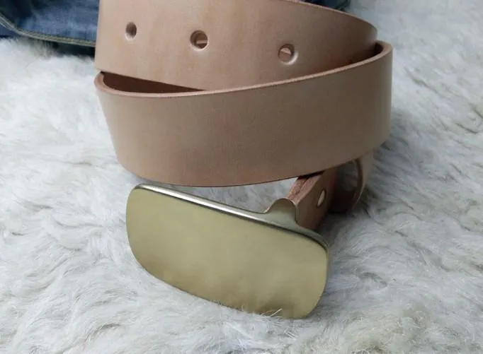 Beige Handmade Leather Mens Belt Leather Belt for Men