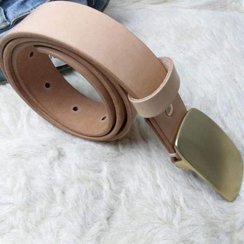 Beige Handmade Leather Mens Belt Leather Belt for Men