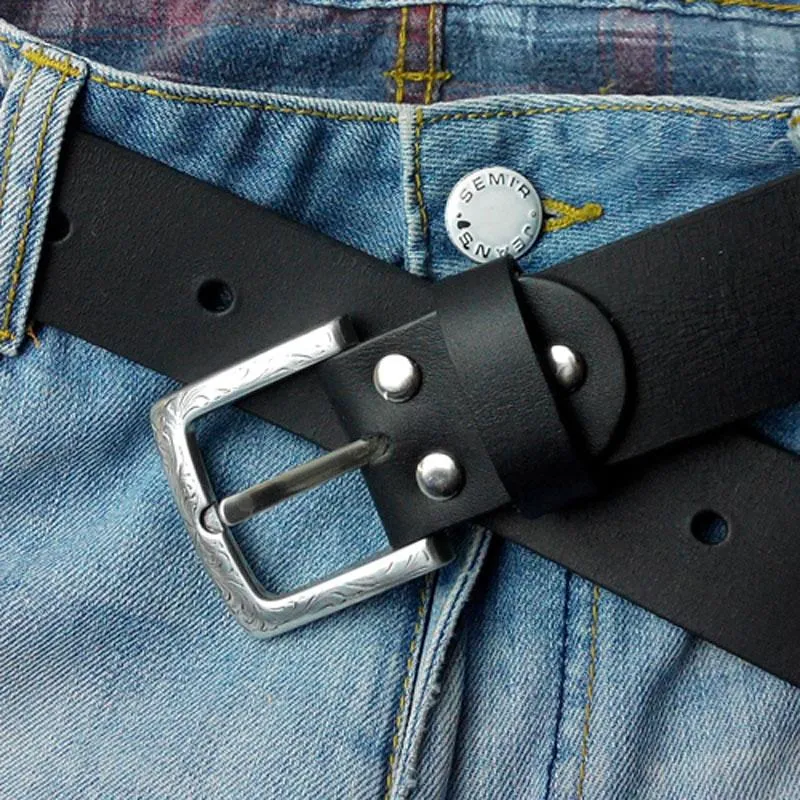 Black Handmade Leather Mens Belt Leather Belt for Men