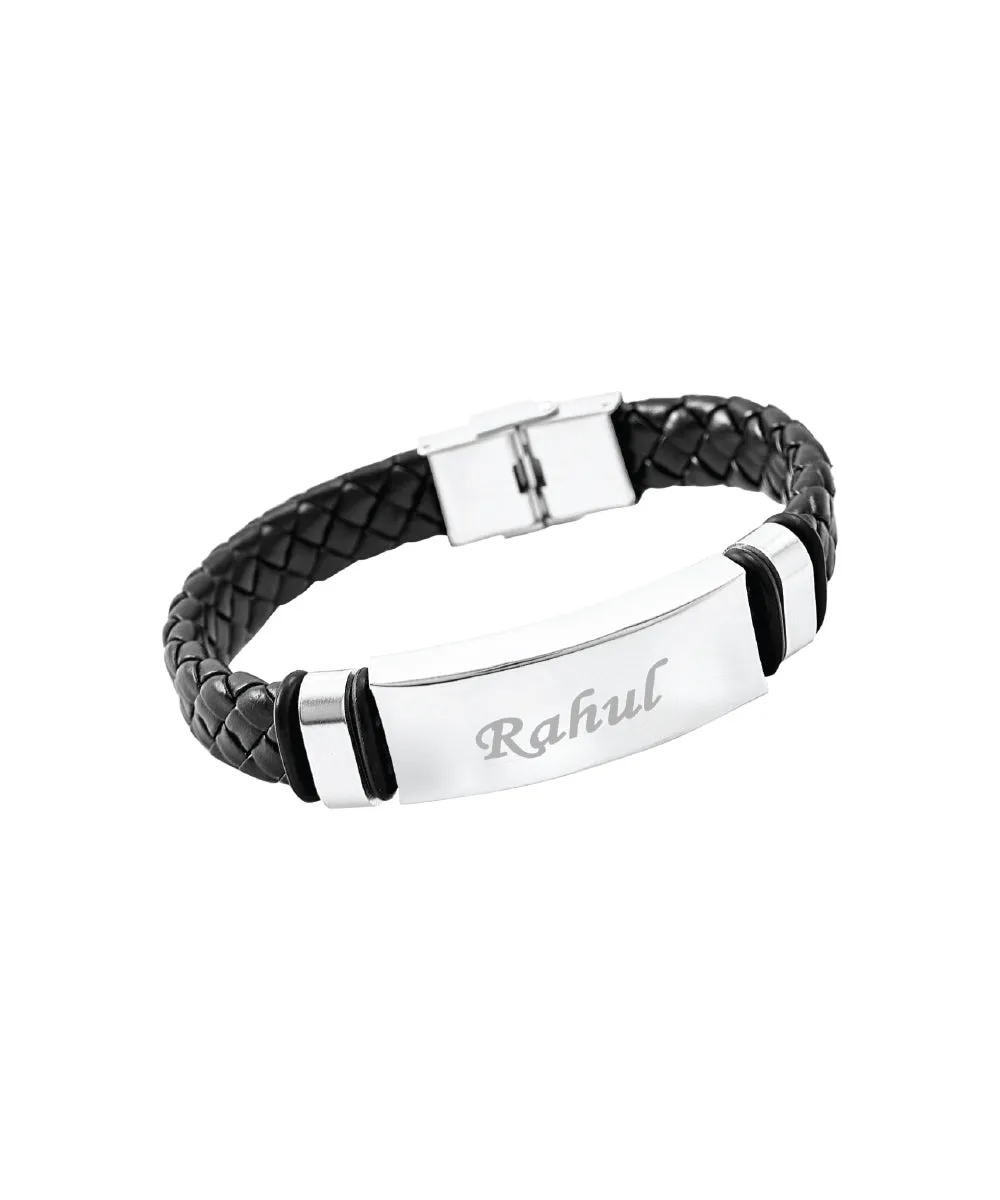 Black Name Engraved Men's Bracelet