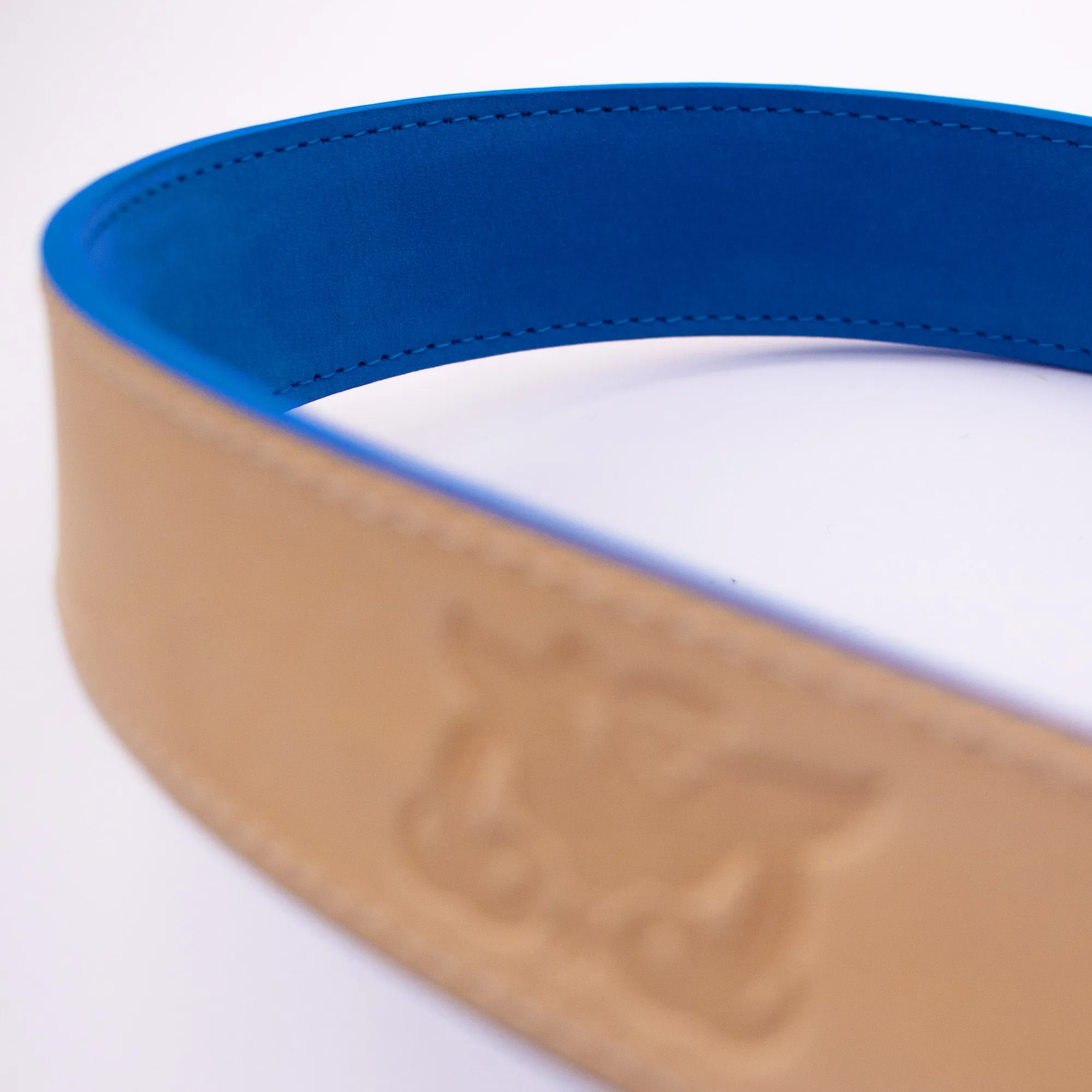 Blue leather belt