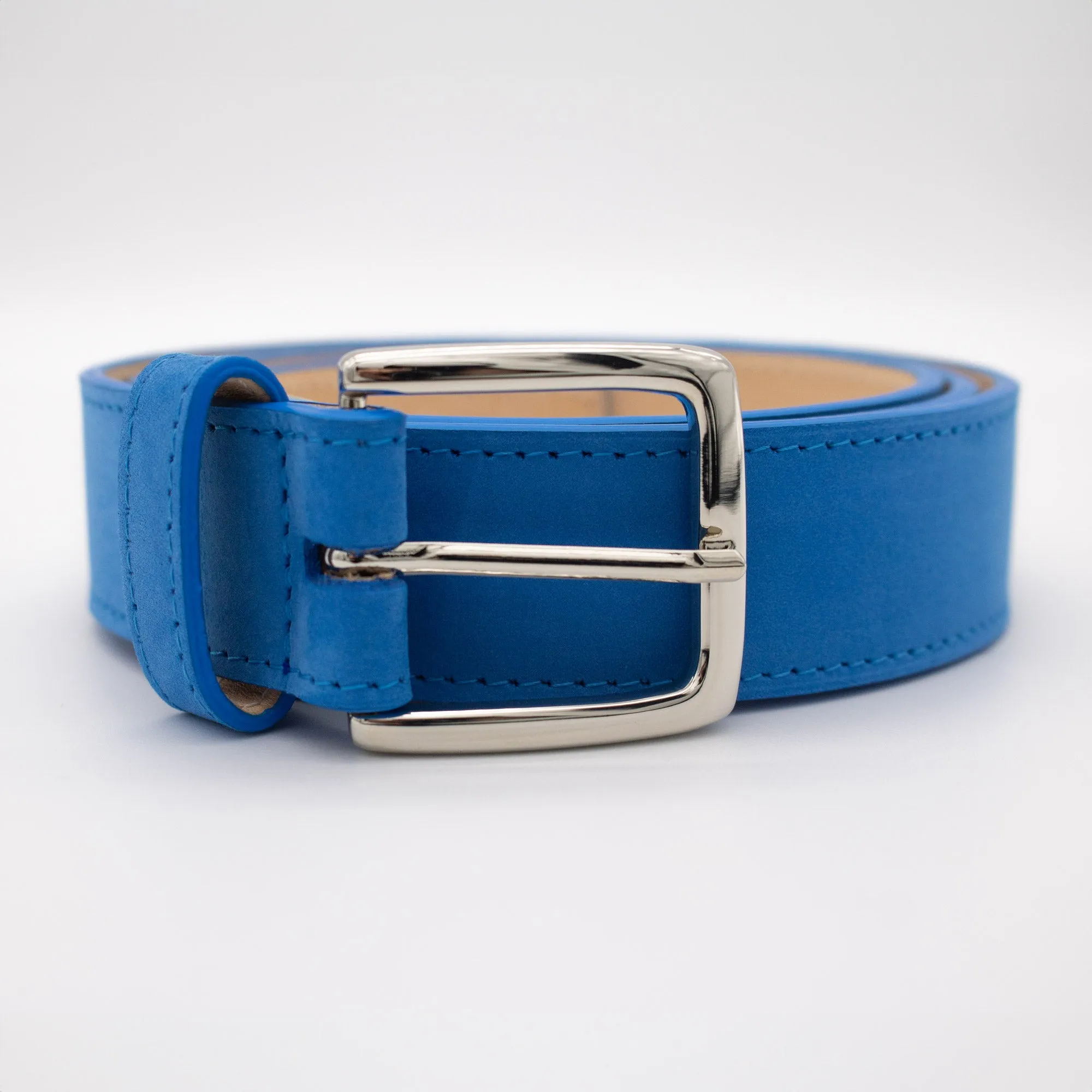 Blue leather belt