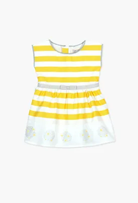 Boboli Satin Yellow Stripe Dress