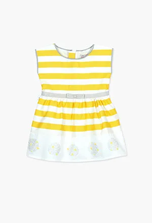 Boboli Satin Yellow Stripe Dress