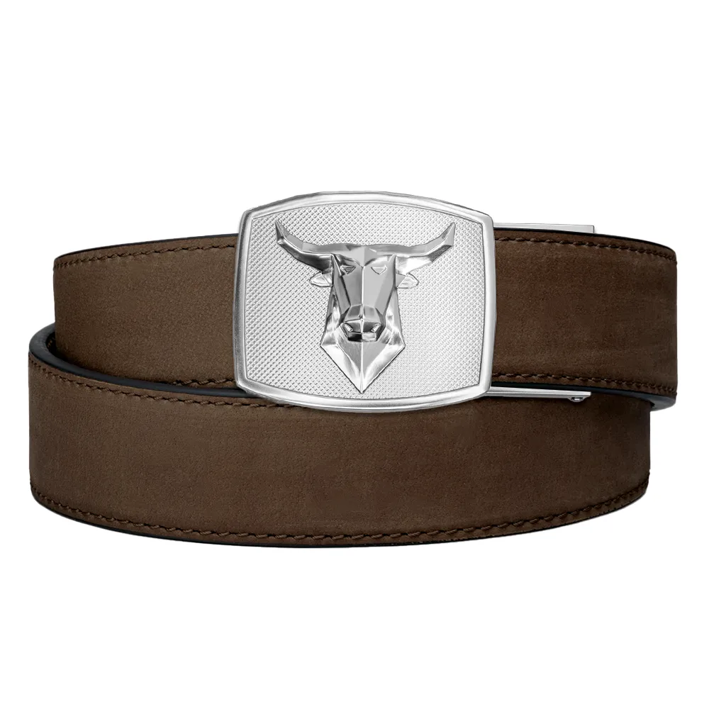 BULL BUCKLE | COFFEE BUFFALO LEATHER GUN BELT